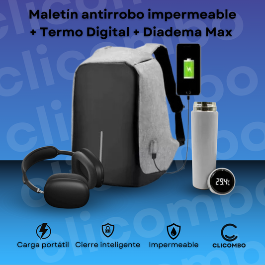 MALETIN IMPERMEABLE + TERMO + DIADEMA MAX P9